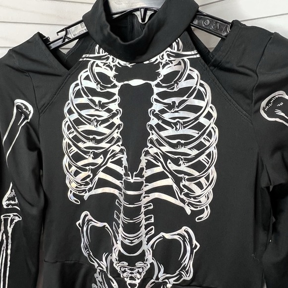 Modern Hero Skeleton Long Sleeve Mini Dress Bodycon Halloween Women's Junior Med - Picture 2 of 6